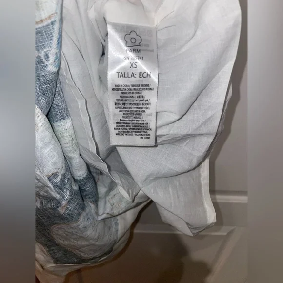 New! FARM RIO Souvenir Wave Midi Linen Dress 🧳☀️🌊 XS NWT! - Picture 14 of 16